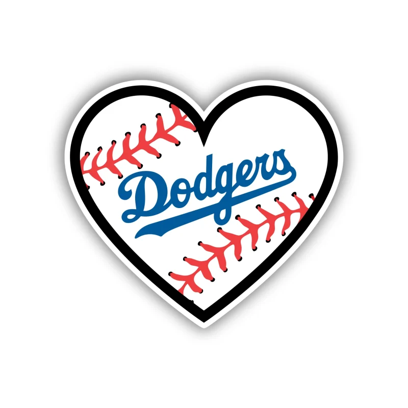 Los Angeles Dodgers - Baseball Heart With Dodgers - Temporary Tattoo