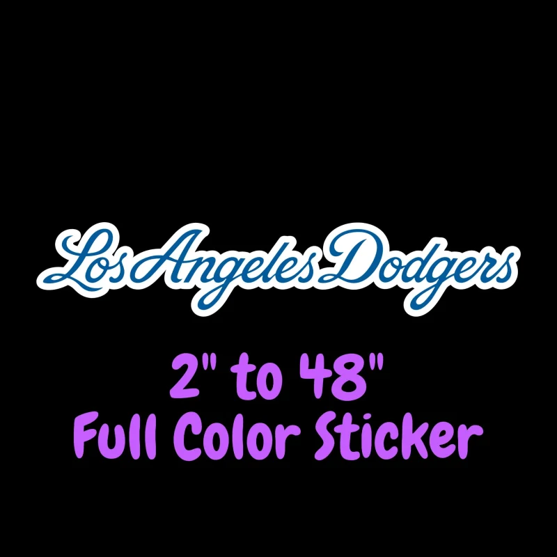 Los Angeles Dodgers - Cursive Name - Full Color Vinyl Sticker - Custom Size