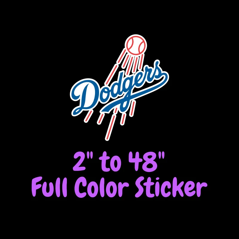 Los Angeles Dodgers - Dodgers With Baseball - Full Color Vinyl Sticker - Custom Size