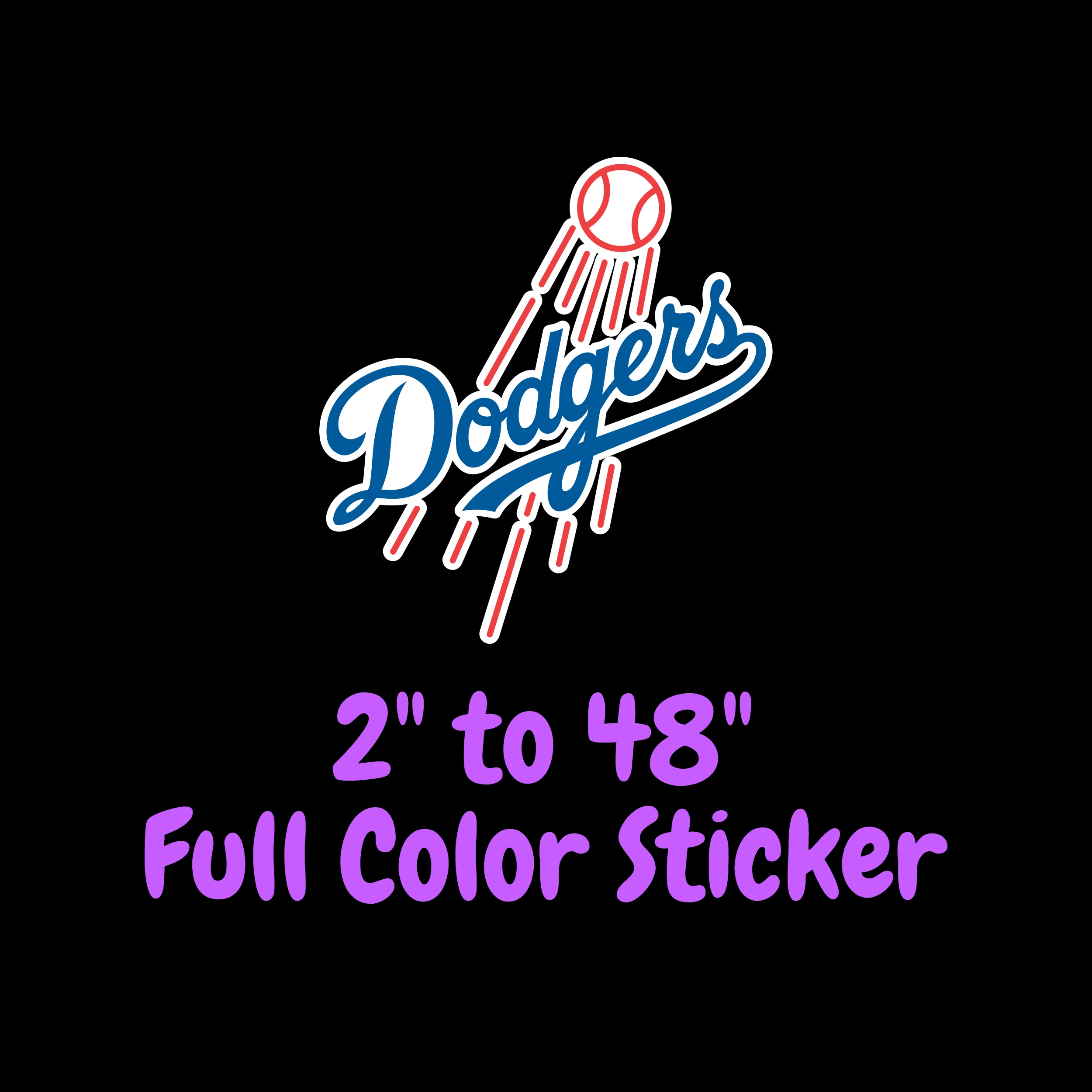 Los Angeles Dodgers - Dodgers With Baseball - Full Color Vinyl Sticker - Custom Size