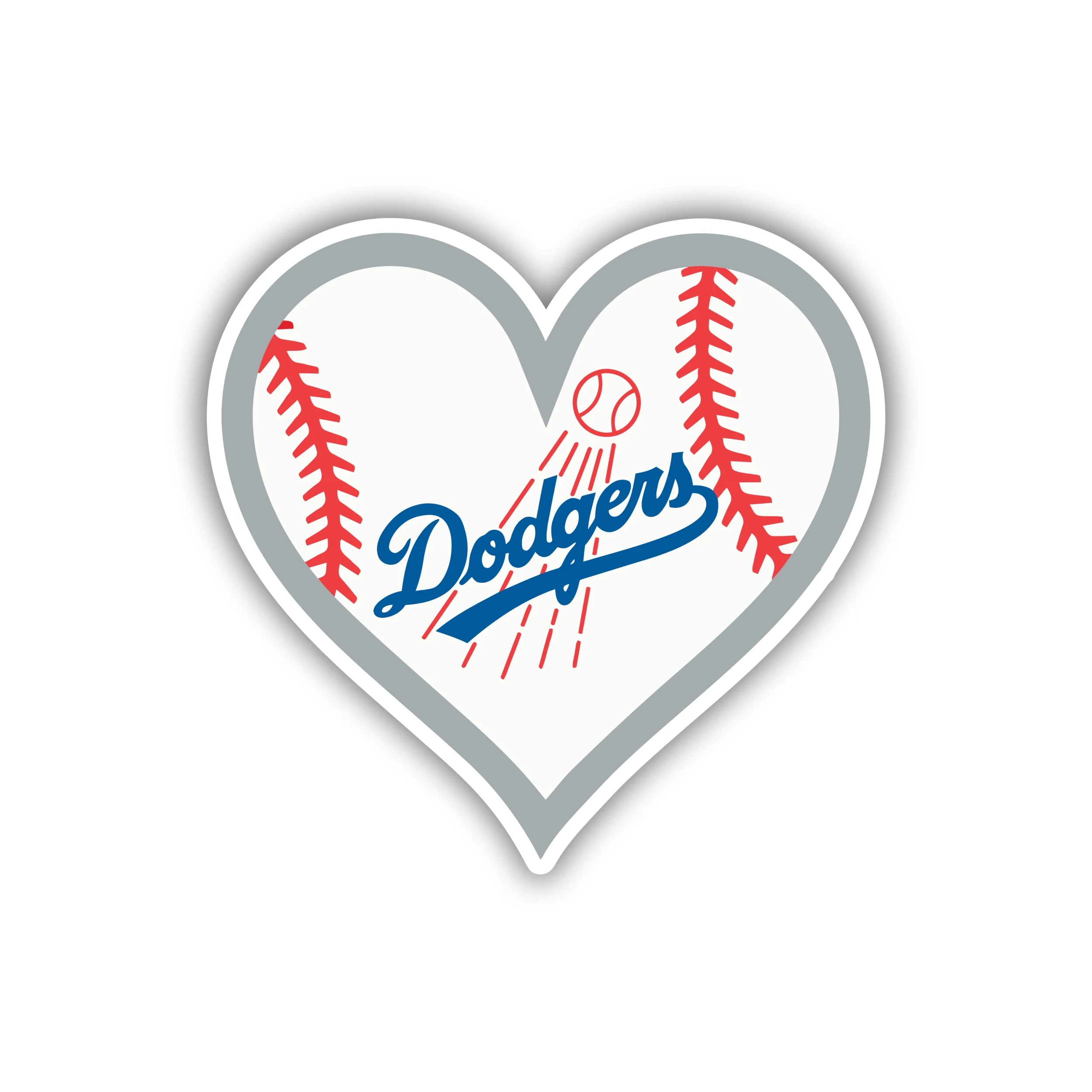 Los Angeles Dodgers - Dodgers With Baseball Heart - Iron On DTF Transfer - Custom Size