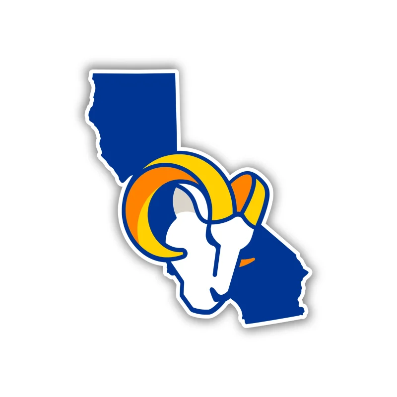 Los Angeles Rams - Ram Head with State - Iron On DTF Transfer - Custom Size