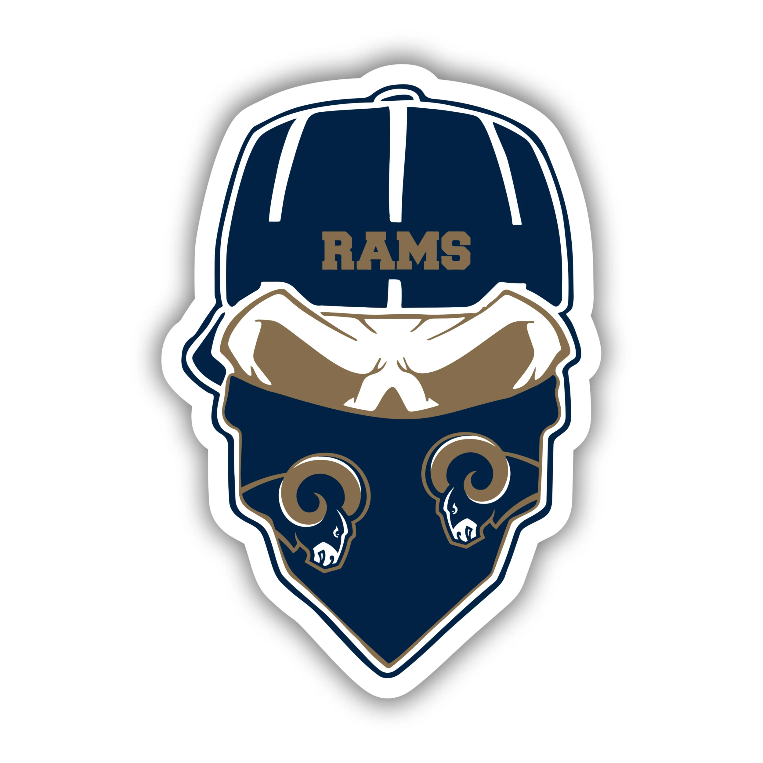 Los Angeles Rams - Skull with Blue Cap - Iron On DTF Transfer - Custom Size