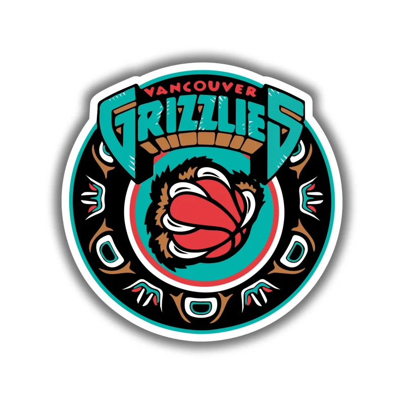 Memphis Grizzlies - Black Circle With Claws and Basketball - Iron On DTF Transfer - Custom Size