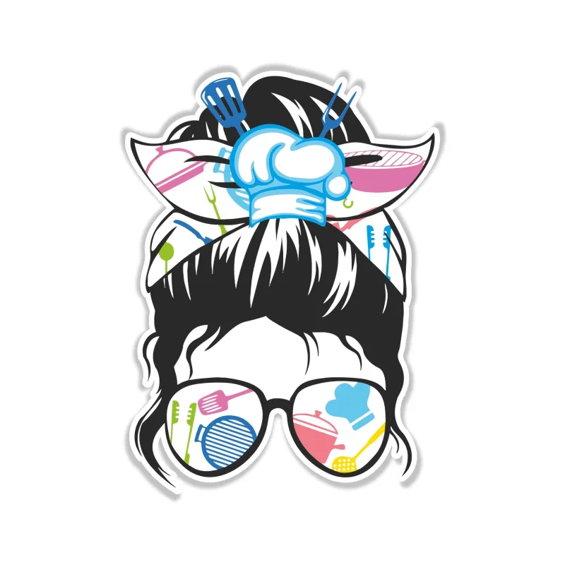 Messy Bun - Full Color Vinyl Decal - Custom Size