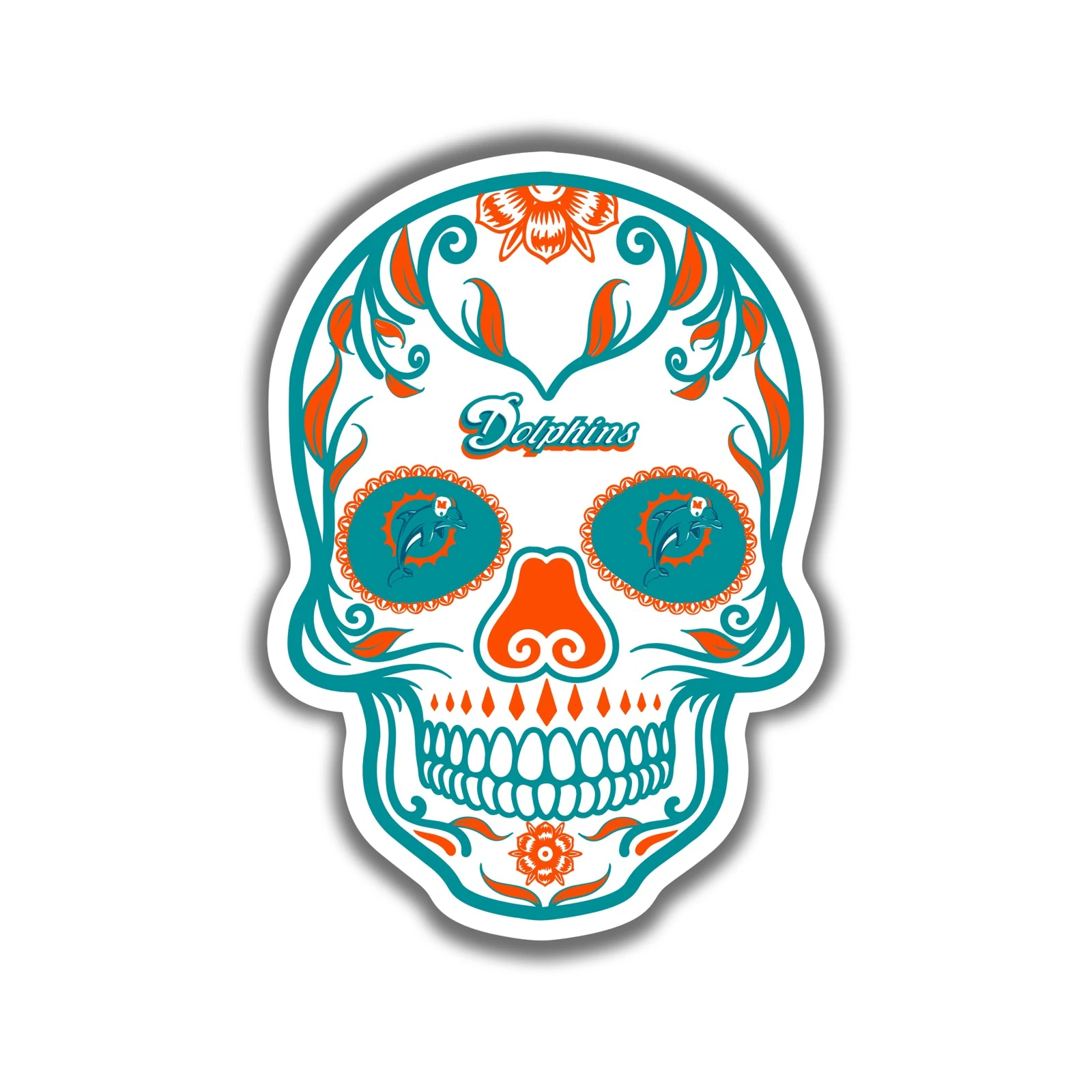 Miami Dolphins - Sugar Skull - Temporary Tattoo