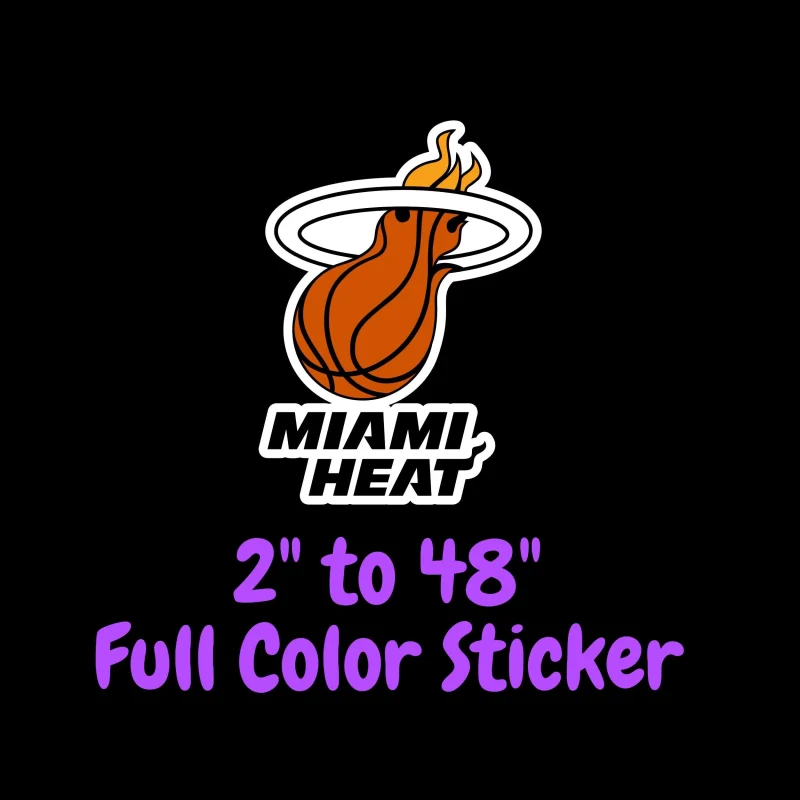 Miami Heat Full Color Vinyl Sticker - Custom Size