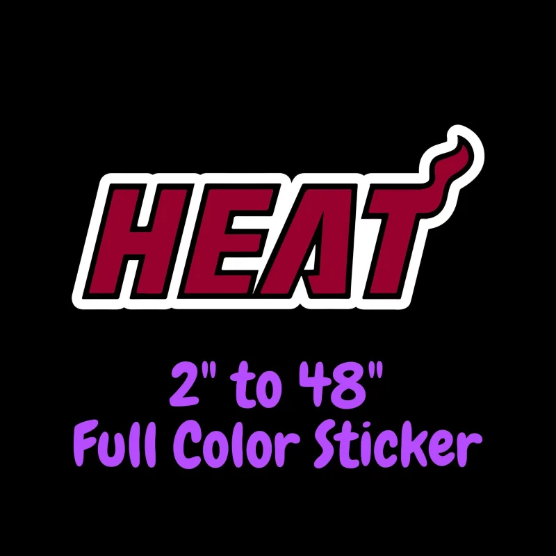Miami Heat Full Color Vinyl Sticker - Custom Size