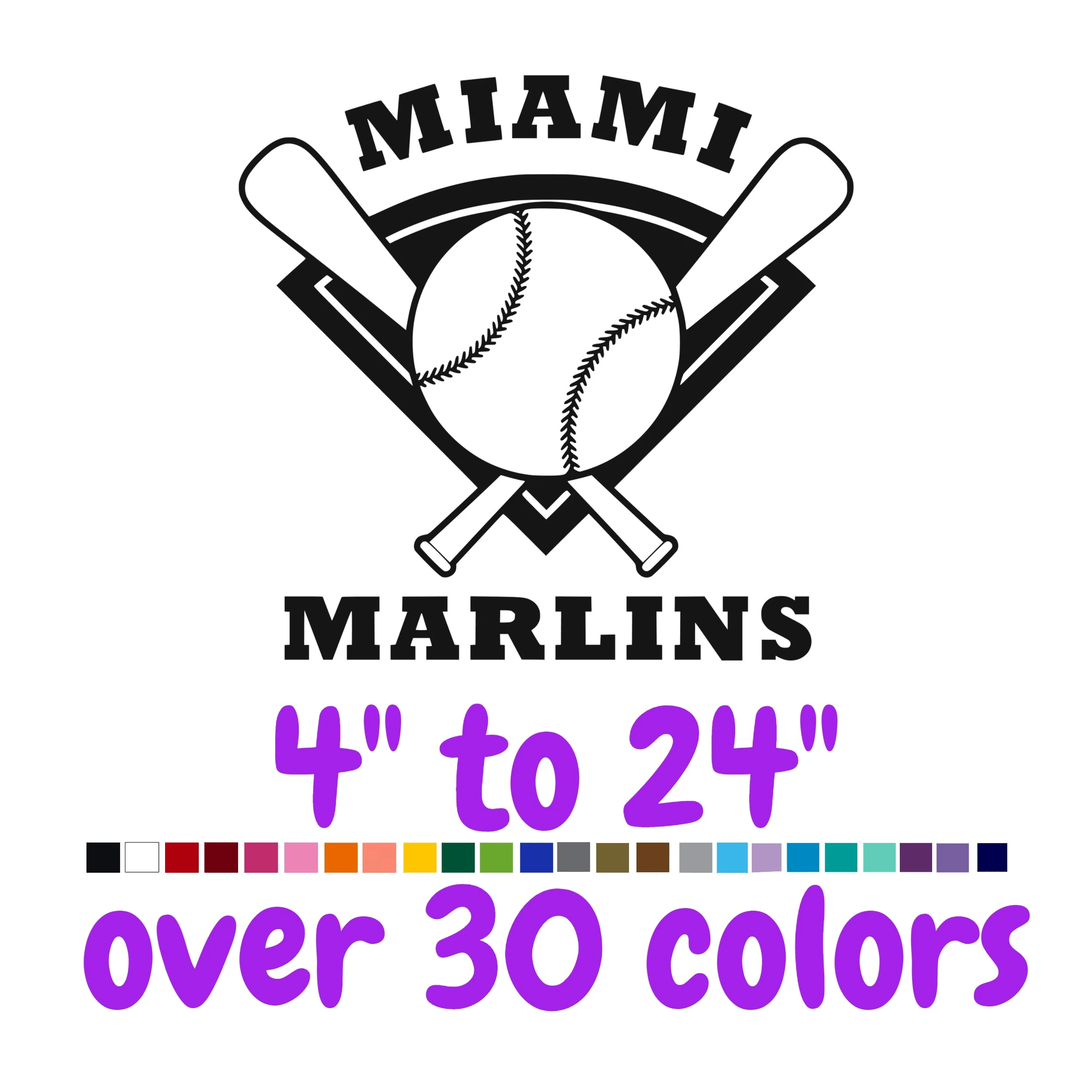 Miami Marlins Vinyl Decal - Custom Size
