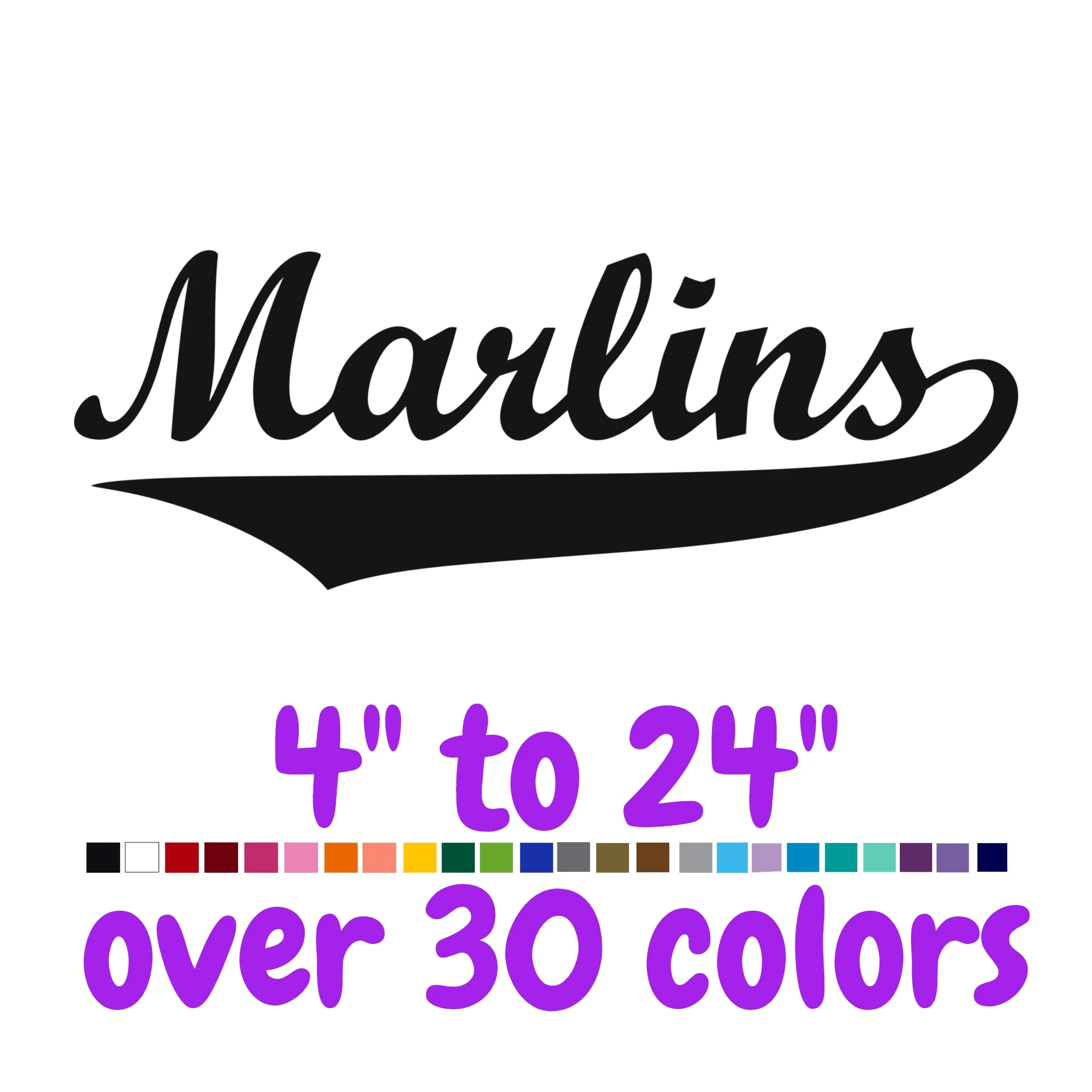 Miami Marlins Vinyl Decal - Custom Size