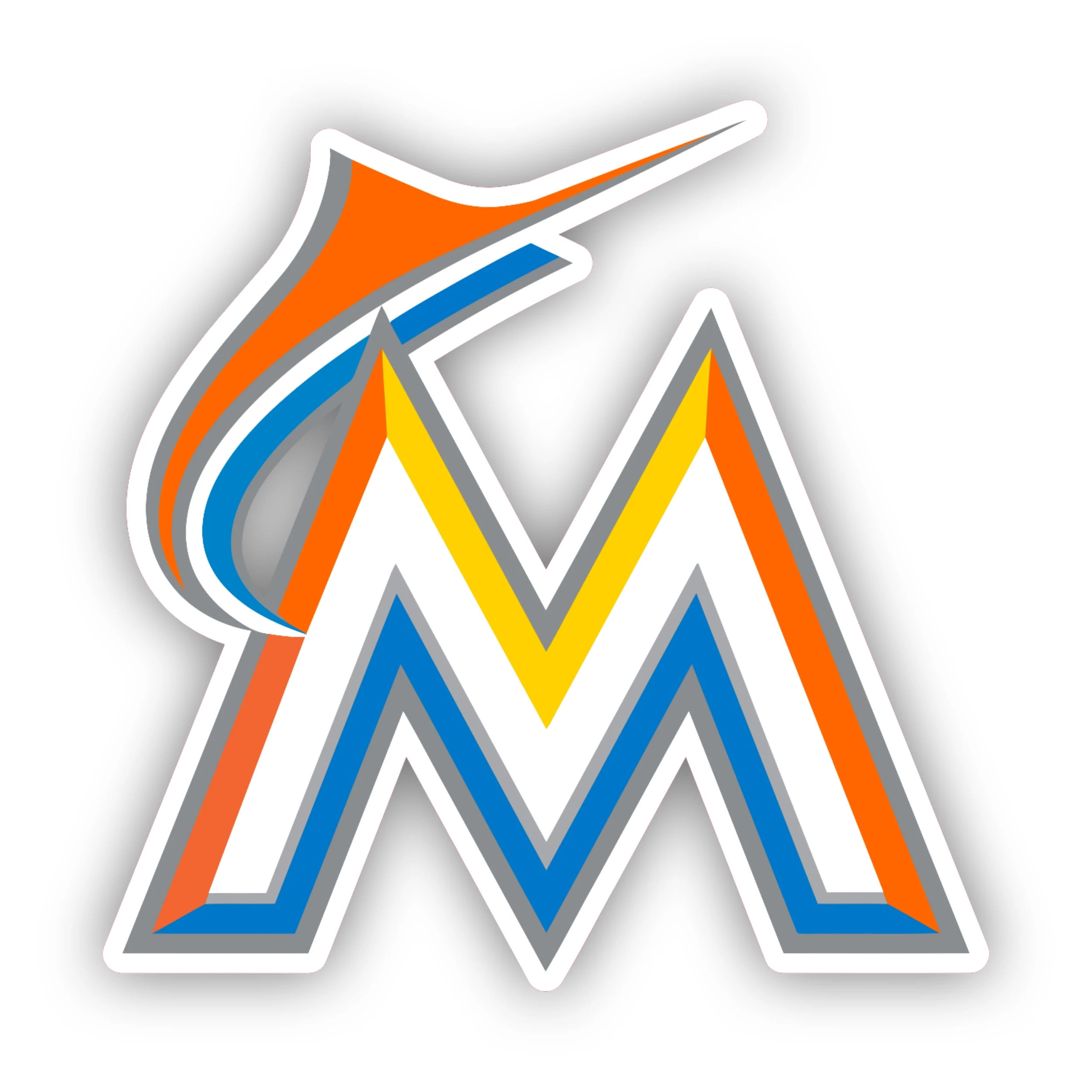 Miami Marlins - White M - Temporary Tattoo