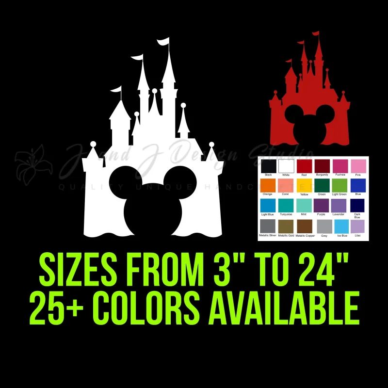 Mickey Mouse Disney Castle Vinyl Decal - Custom Size