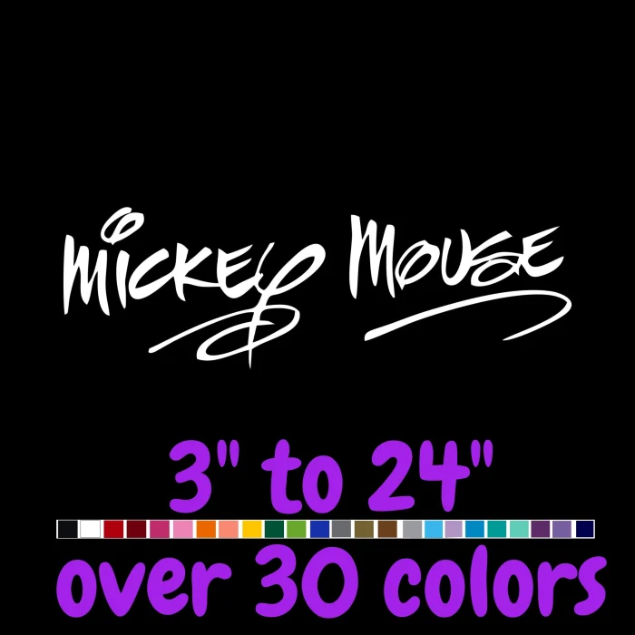 Mickey Signature Mickey Mouse Signature Vinyl Decal – Custom Size – Sports Stickers USA