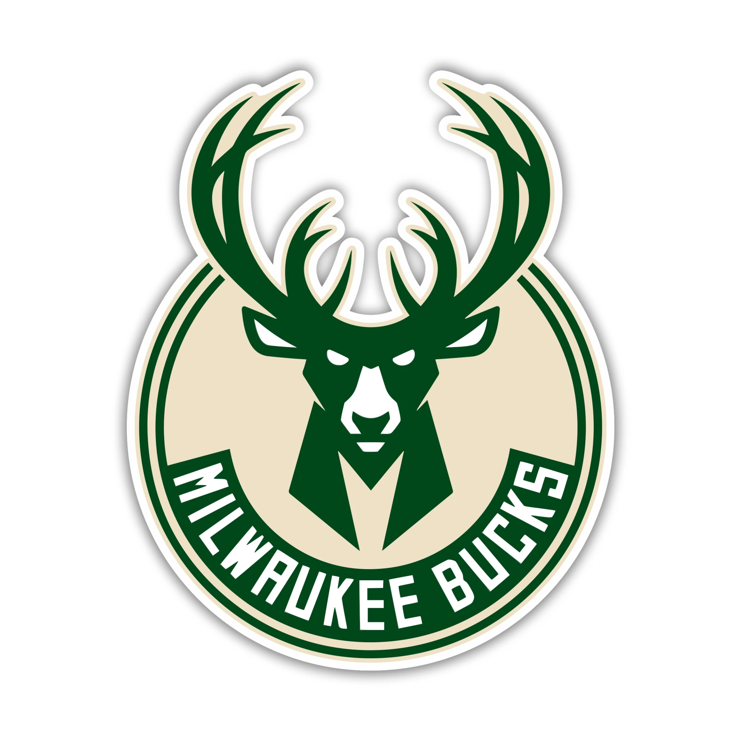 Milwaukee Bucks - Cream Circle With Green Deer And Name - Iron On DTF Transfer - Custom Size