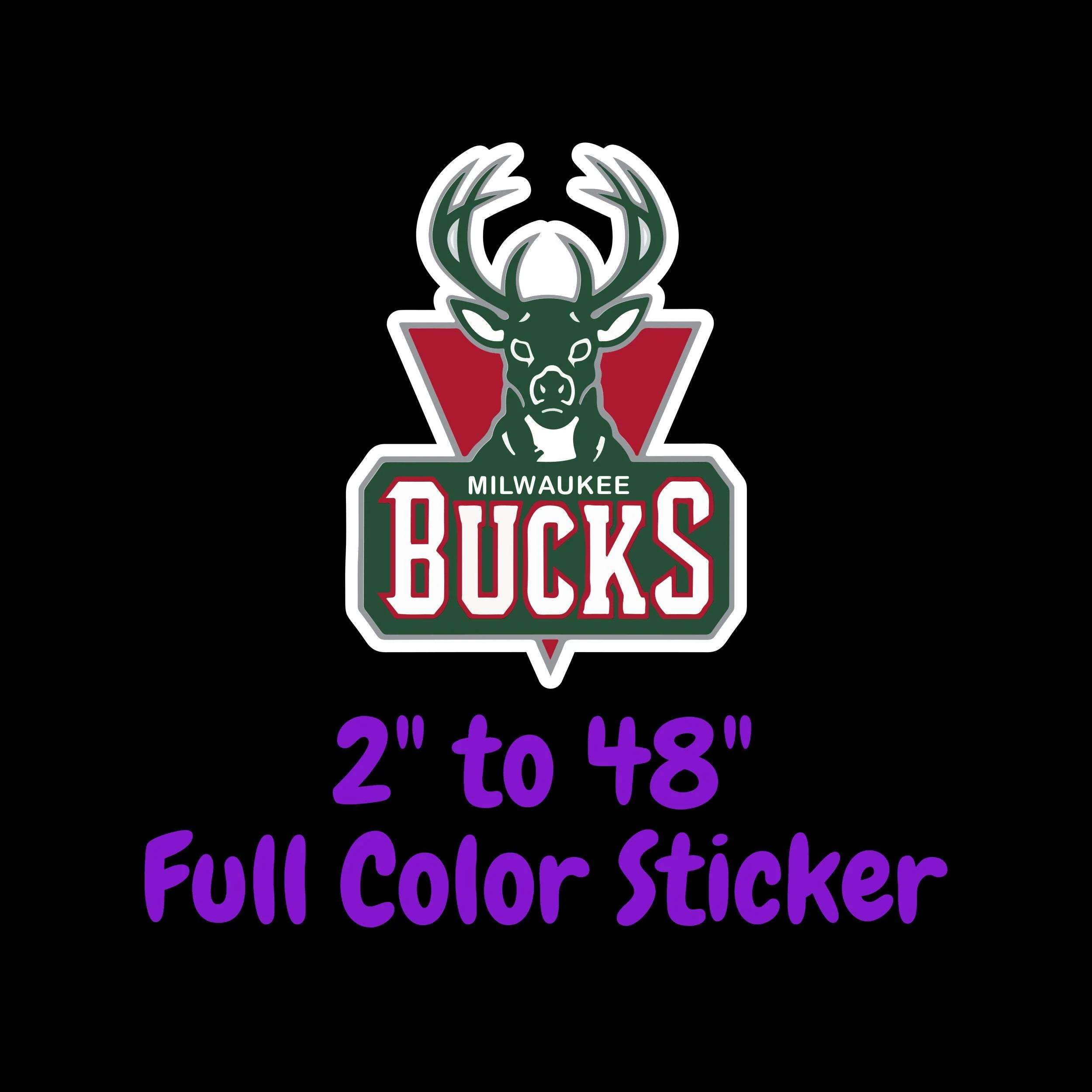 Milwaukee Bucks Full Color Vinyl Sticker - Custom Size