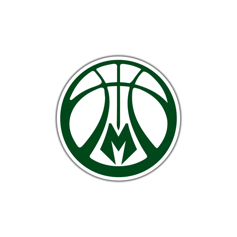 Milwaukee Bucks - Green Basketball With M - Temporary Tattoo