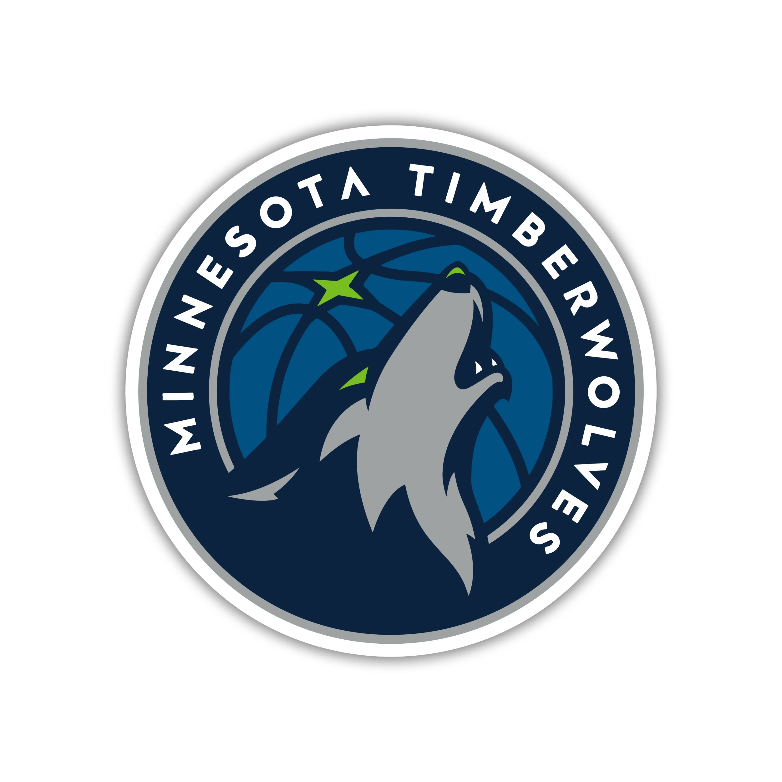 Minnesota Timberwolves - Blue Basketball With Wolf And Name - Iron On DTF Transfer - Custom Size