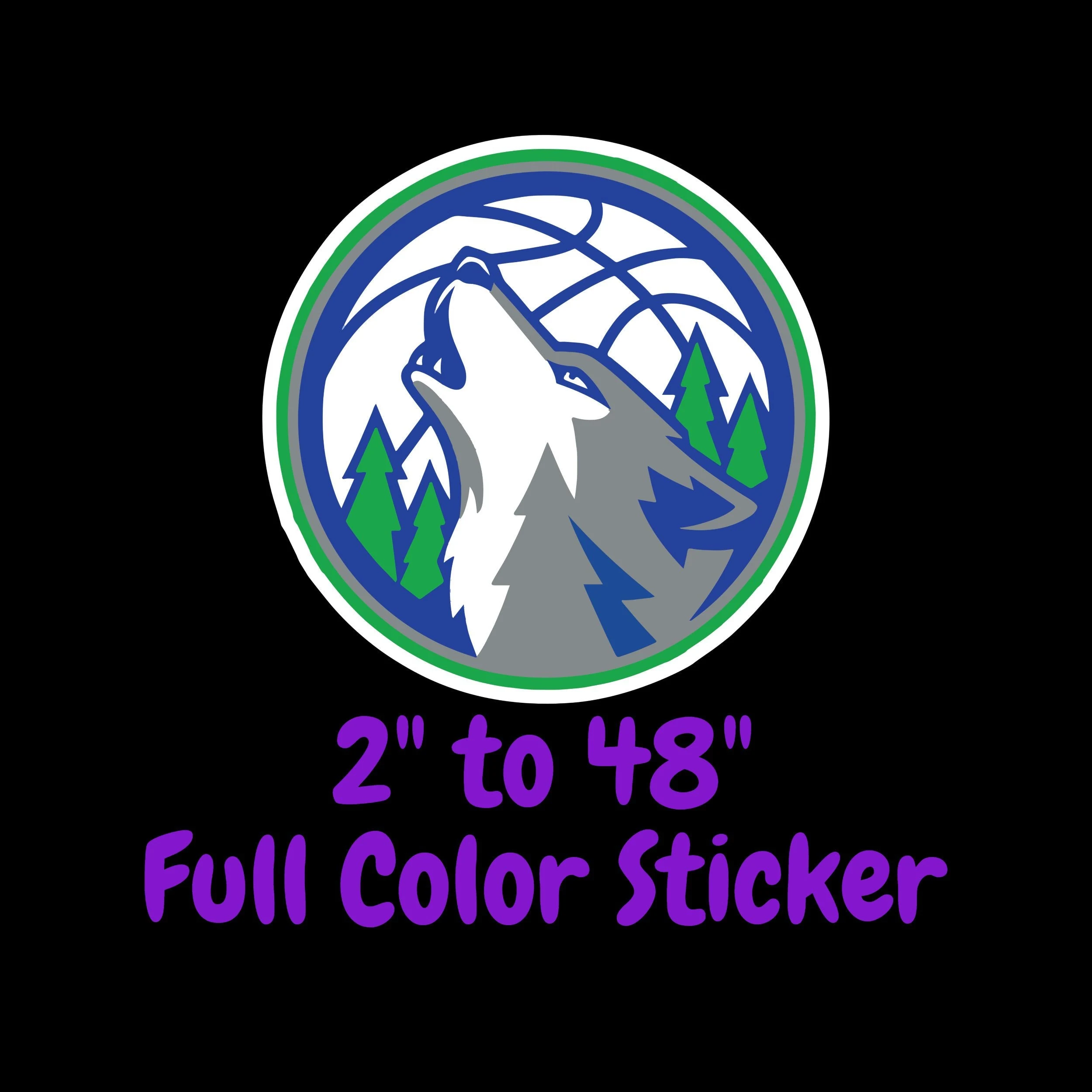 Minnesota Timberwolves Full Color Vinyl Sticker - Custom Size