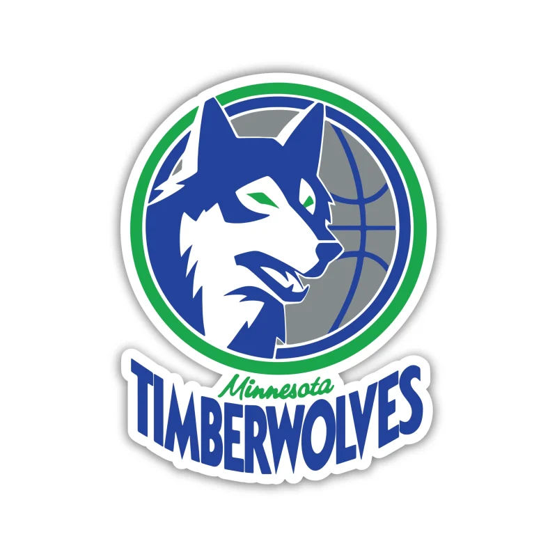 Minnesota Timberwolves - Gray Basketball With With Wolf And Name - Iron On DTF Transfer - Custom Size