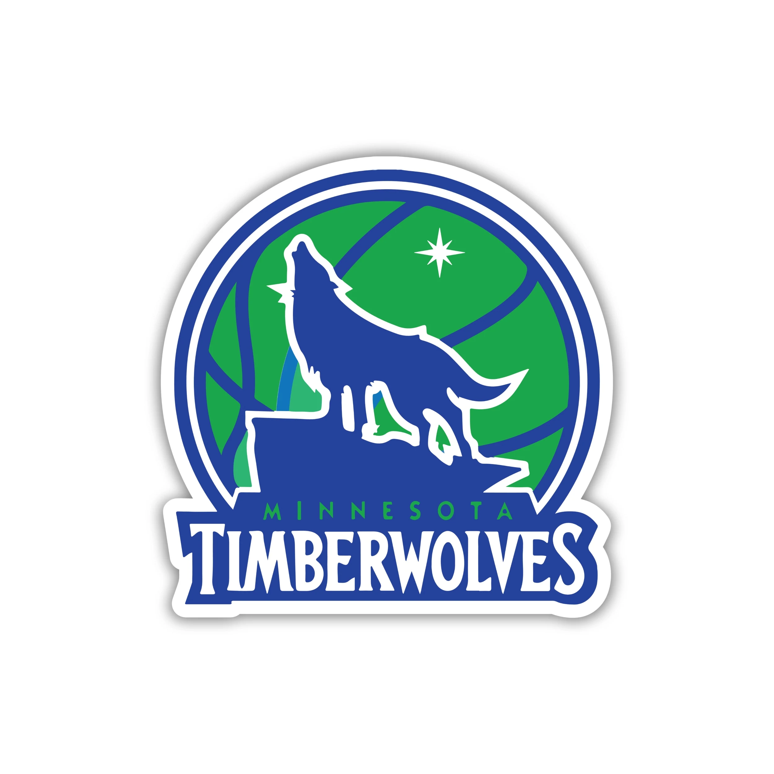 Minnesota Timberwolves - Green Basketball With Wolf And Name - Temporary Tattoo