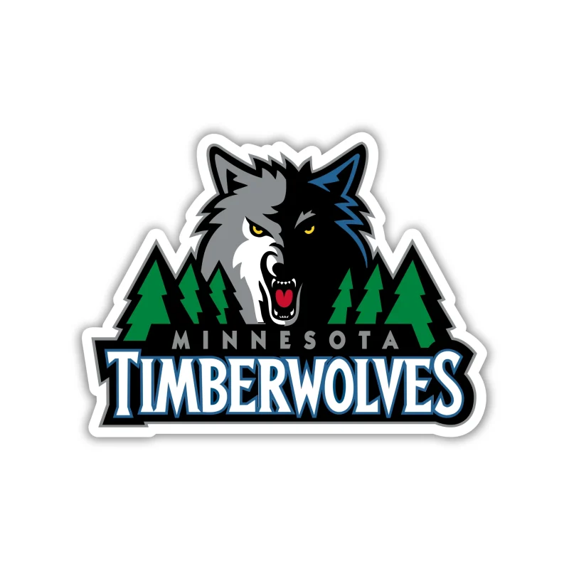 Minnesota Timberwolves - Wolf With Trees and Name - Iron On DTF Transfer - Custom Size