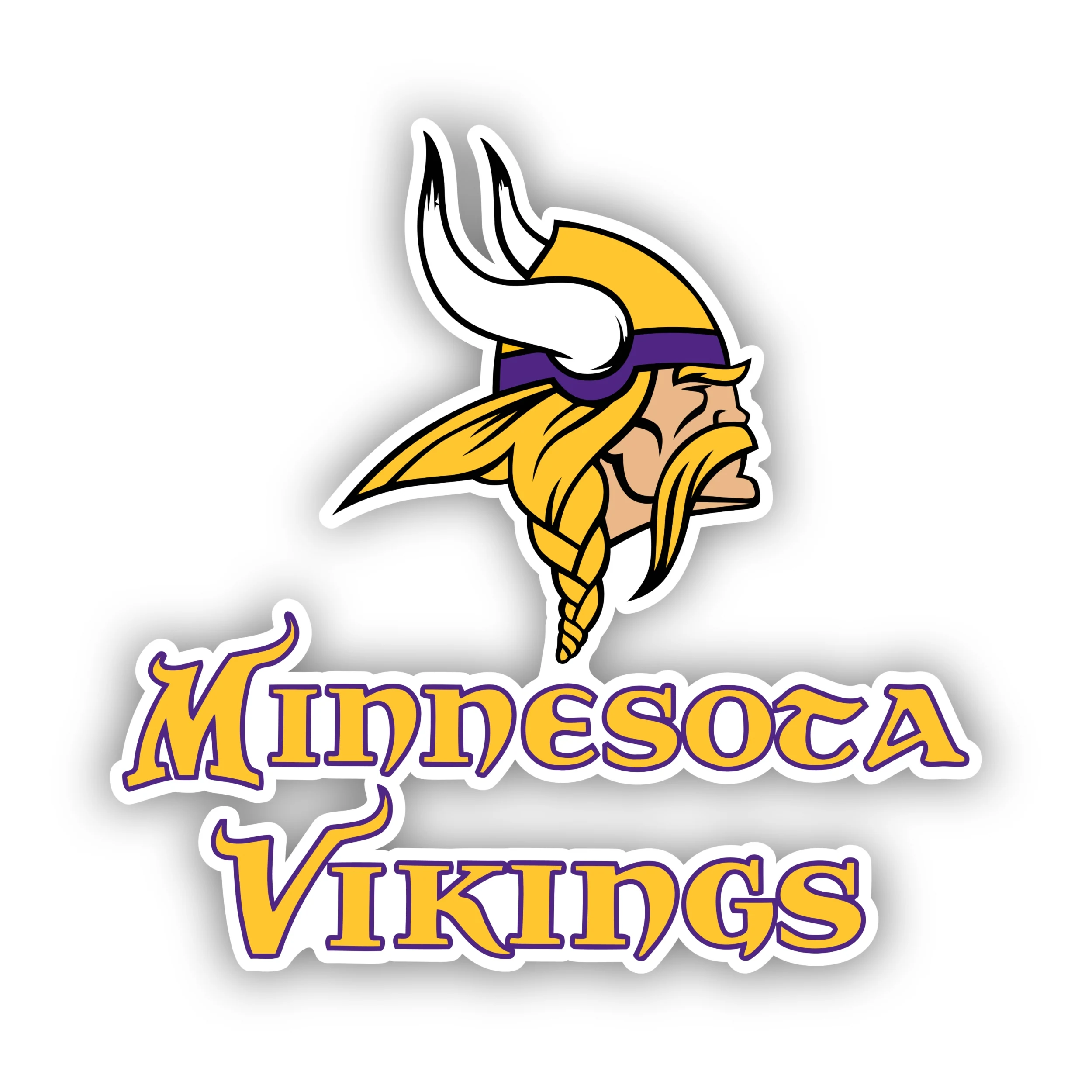 Minnesota Vikings - Viking Head with Lettering Below - Iron On DTF Transfer - Custom Size