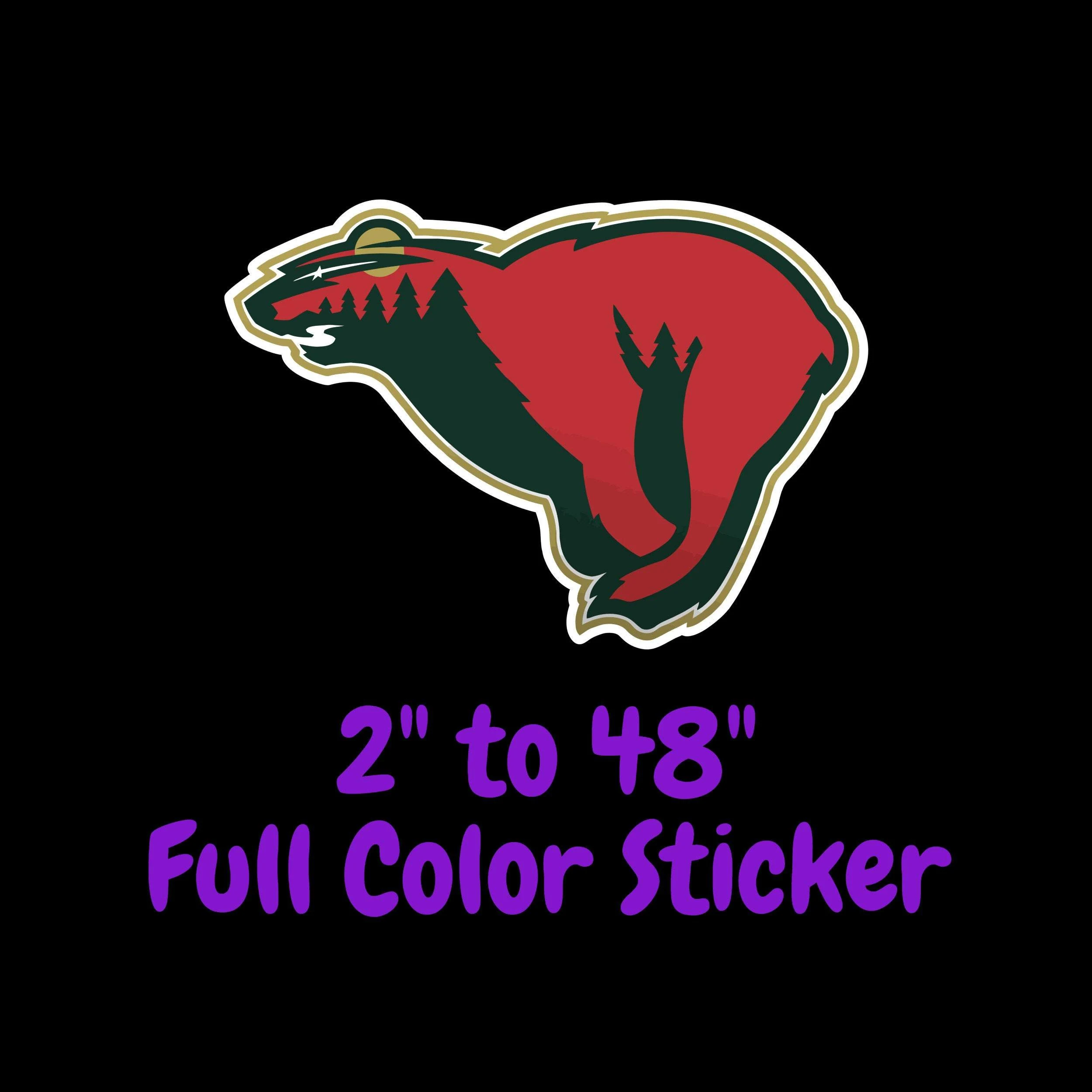 Minnesota Wild - Bear - Full Color Vinyl Sticker - Custom Size