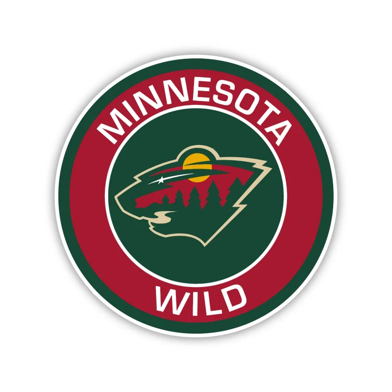 Minnesota Wild - Red Circle With Name - Iron On DTF Transfer - Custom Size