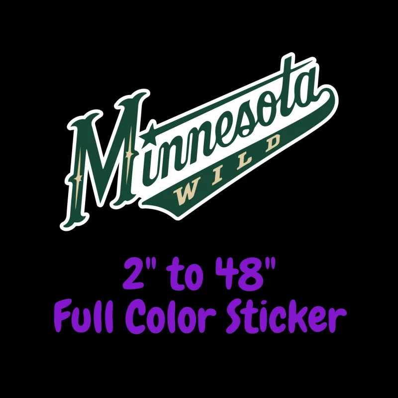 Minnesota Wild - Slanted Green Name - Full Color Vinyl Sticker - Custom Size