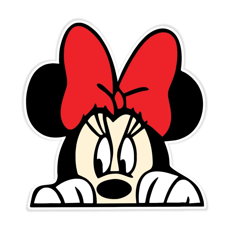 Minnie Peeking Full Color Vinyl Sticker - Custom Size