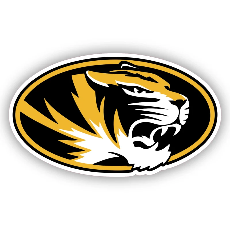 Missouri Tigers - Tiger Head with Oval - Full Color Vinyl Sticker - Custom Size