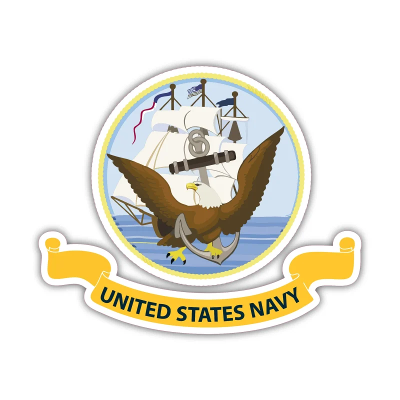 Navy - Circle With Banner - Iron On DTF Transfer - Custom Size