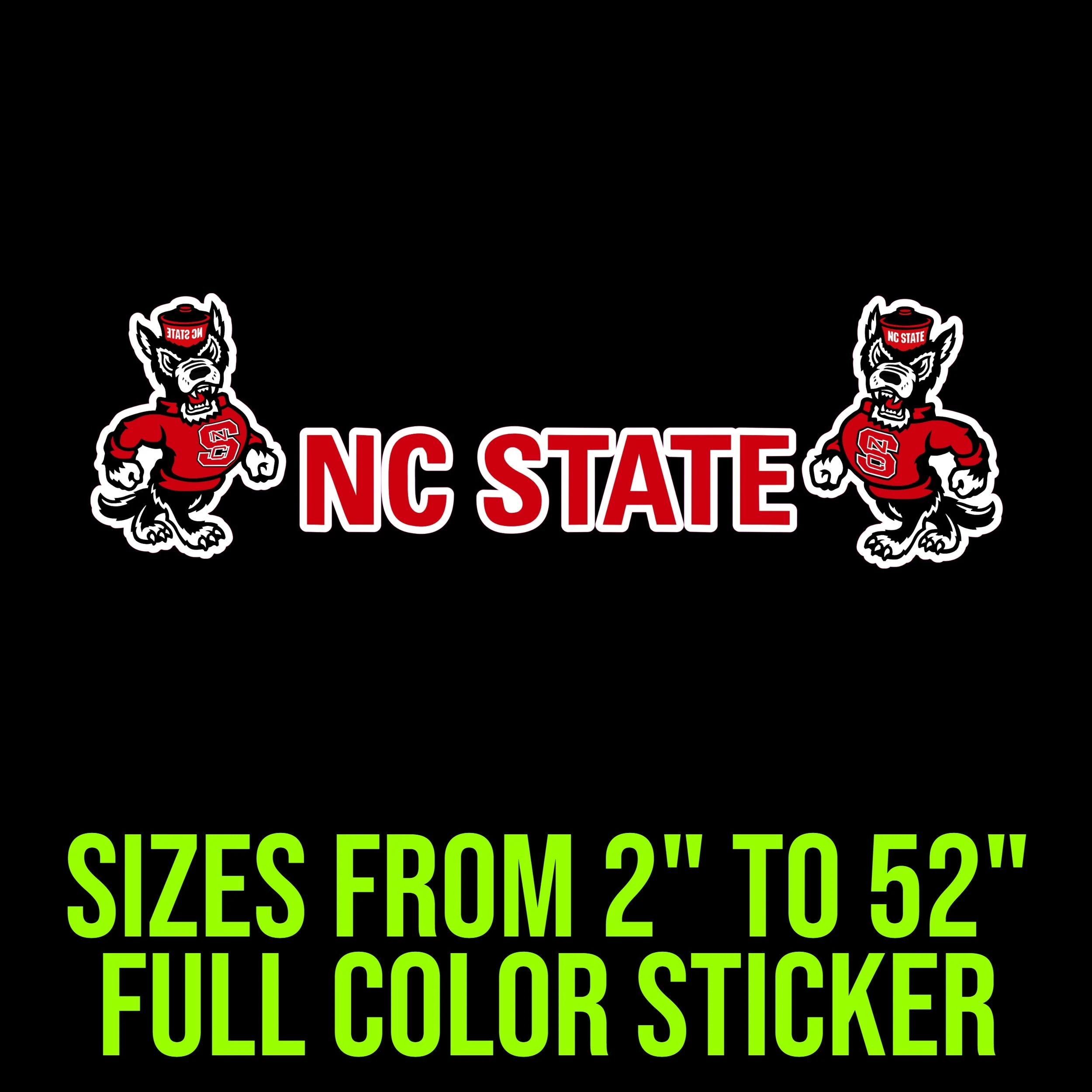 NC State Wolfpack Full Color Vinyl Decal - Custom Size