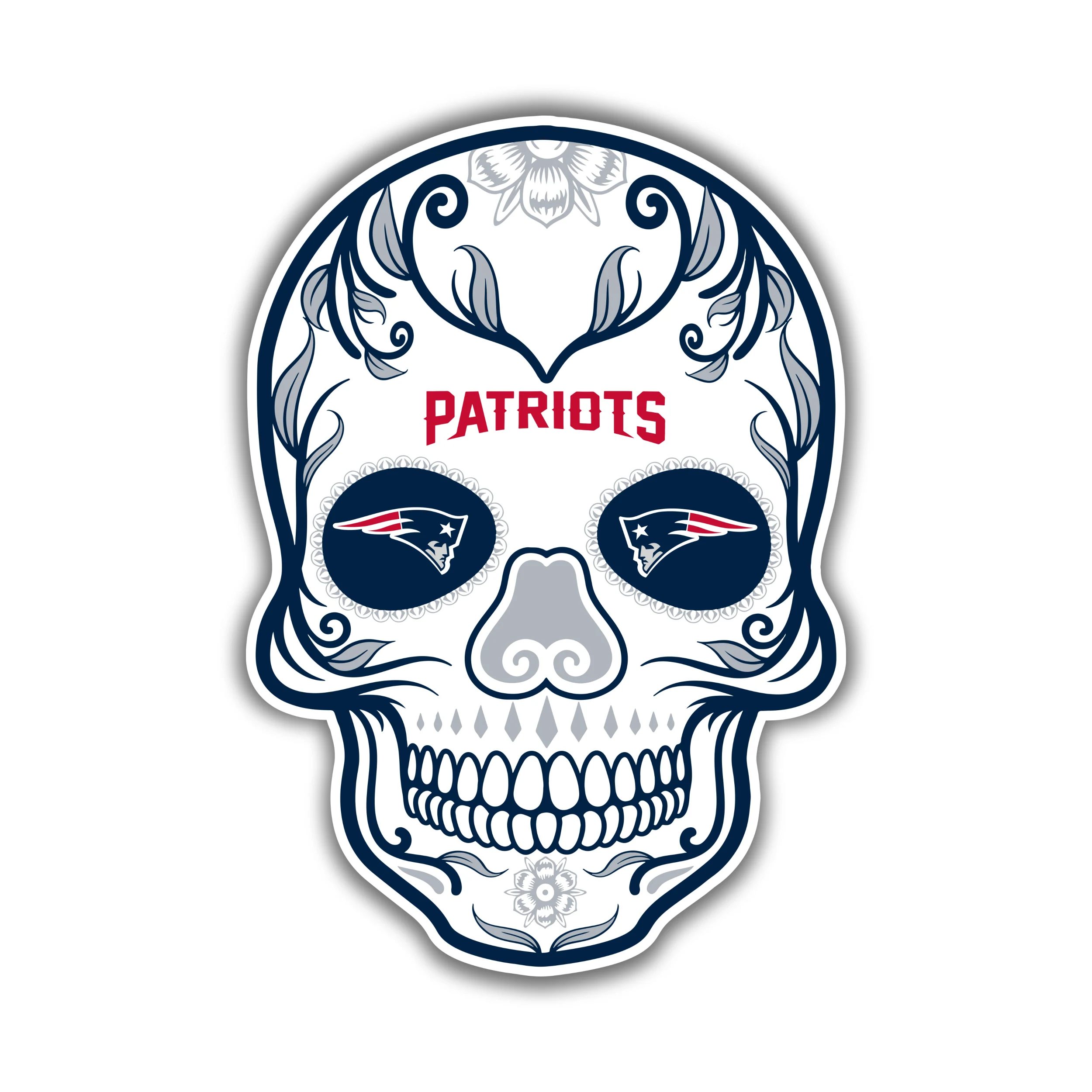 New England Patriots - Sugar Skull - Iron On DTF Transfer - Custom Size
