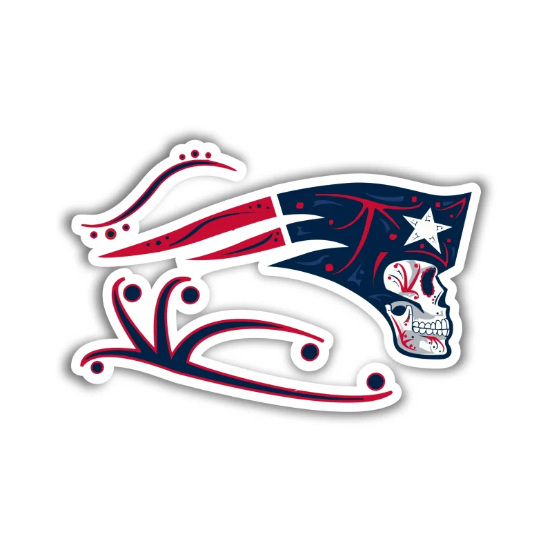 New England Patriots - Sugar Skull Side Profile - Iron On DTF Transfer - Custom Size