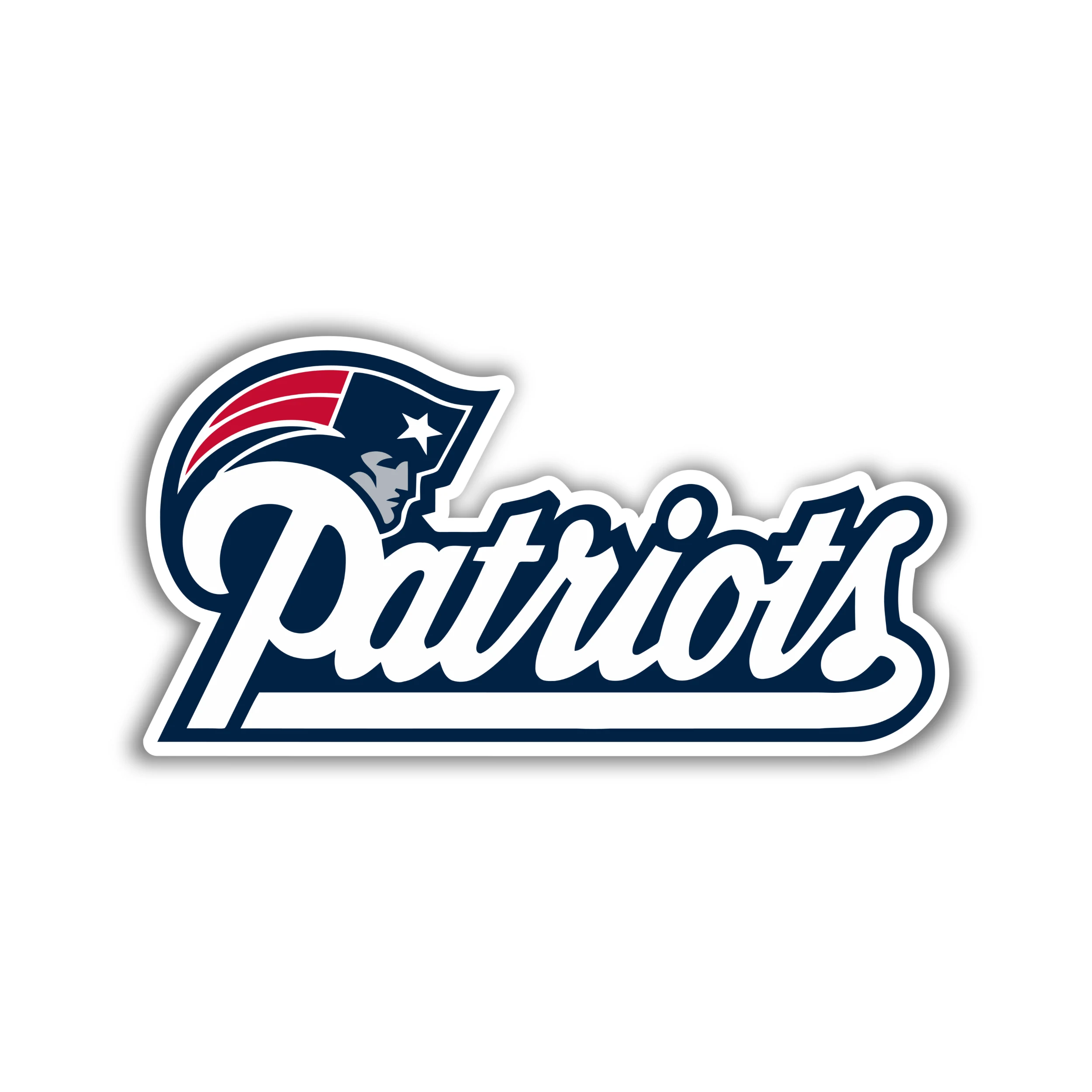 New England Patriots - White and Blue Lettering - Iron On DTF Transfer - Custom Size