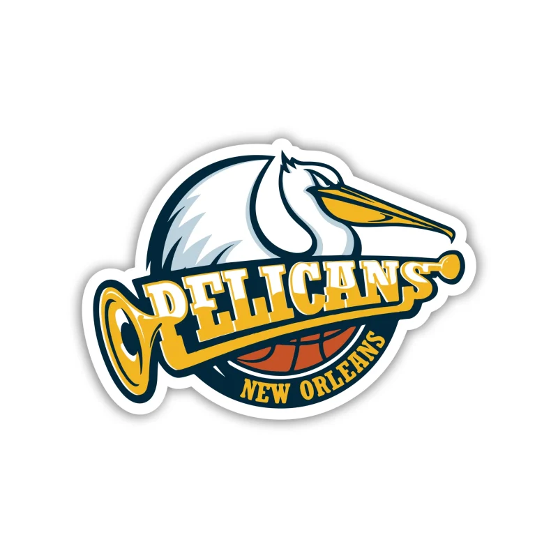 New Orleans Pelicans - Pelican With Name And Basketball Below - Temporary Tattoo