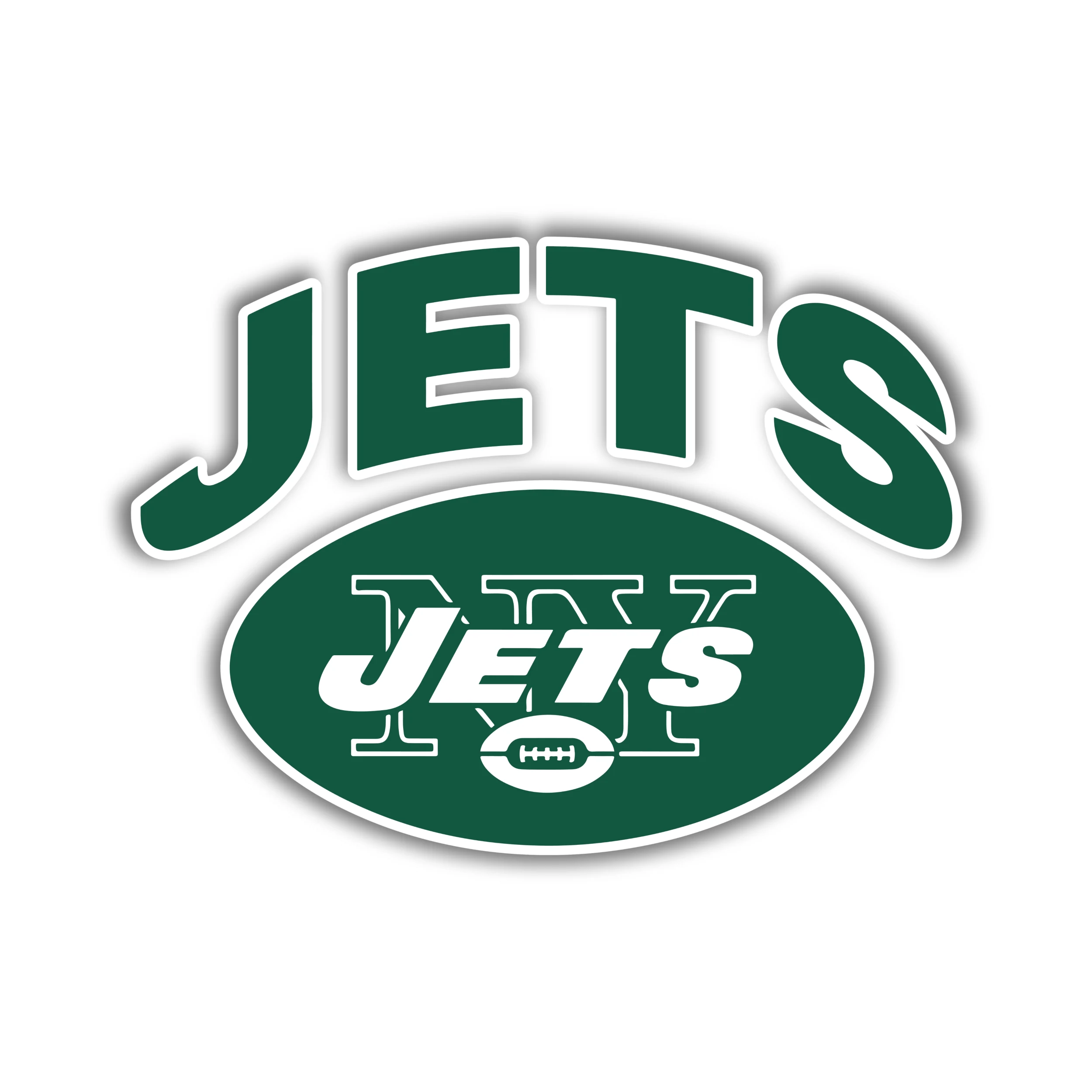 New York Jets - Football With Jets - Full Color Vinyl Sticker - Custom Size