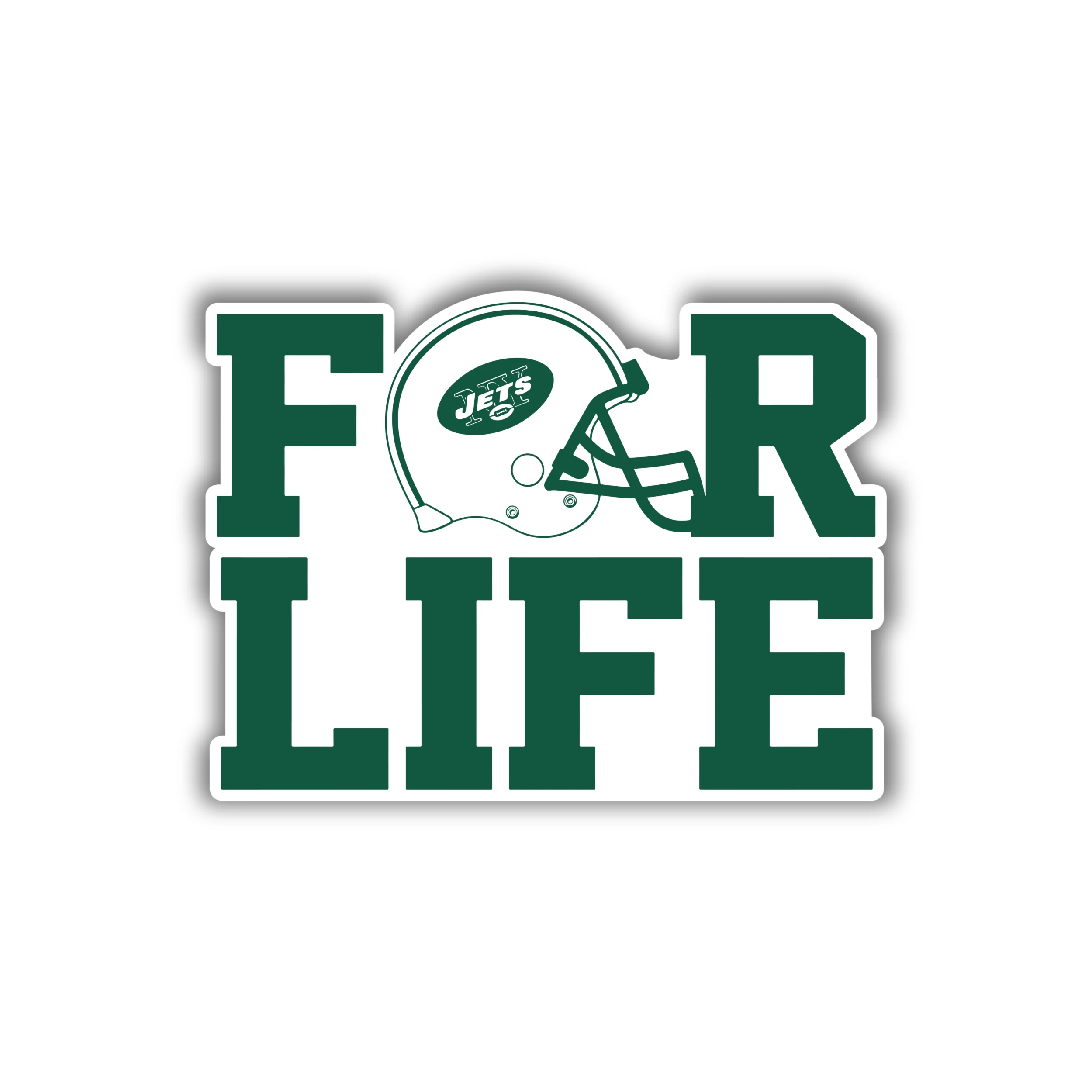 New York Jets - For Life Helmet - Full Color Vinyl Sticker - Custom Size
