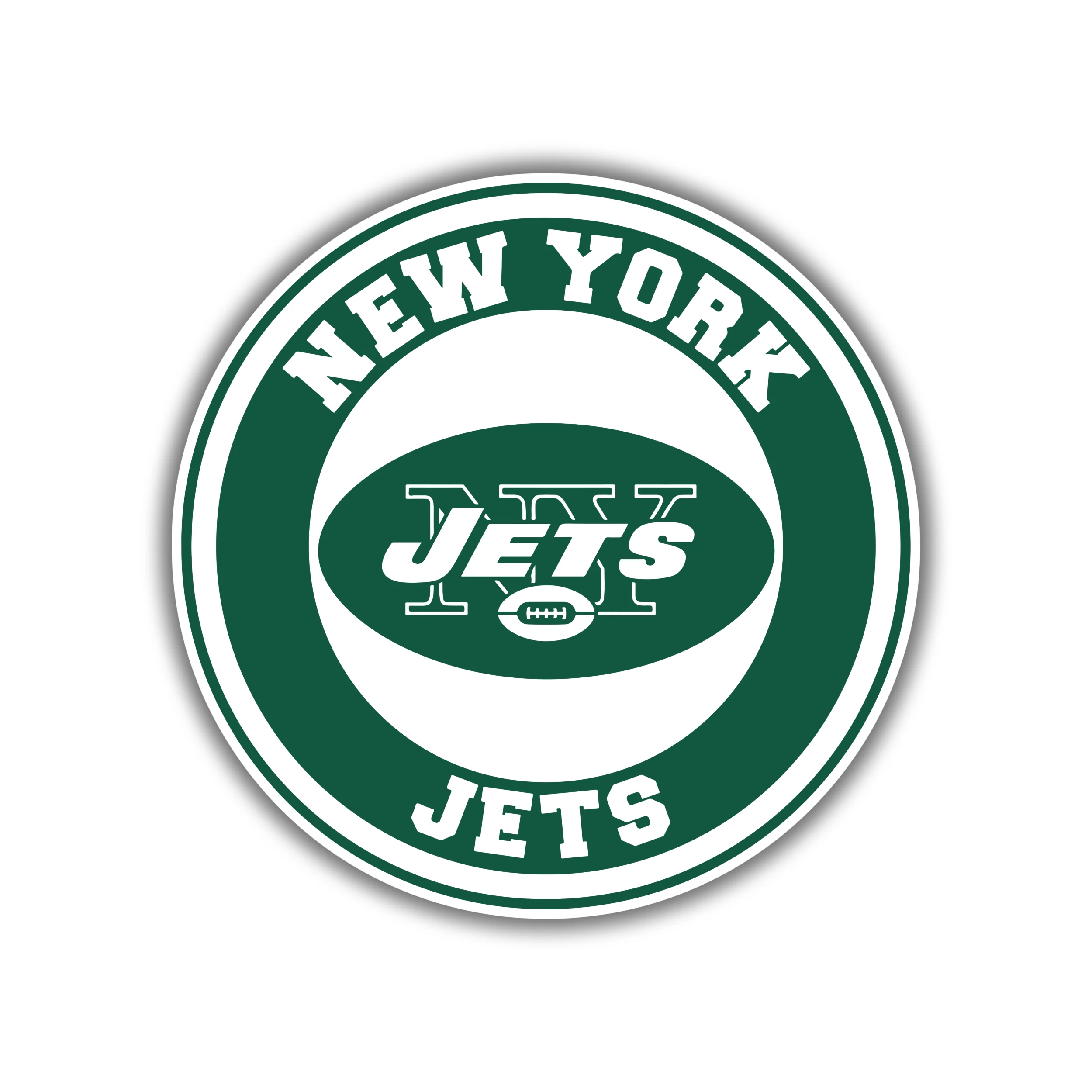New York Jets - Green And White Circle - Full Color Vinyl Sticker - Custom Size