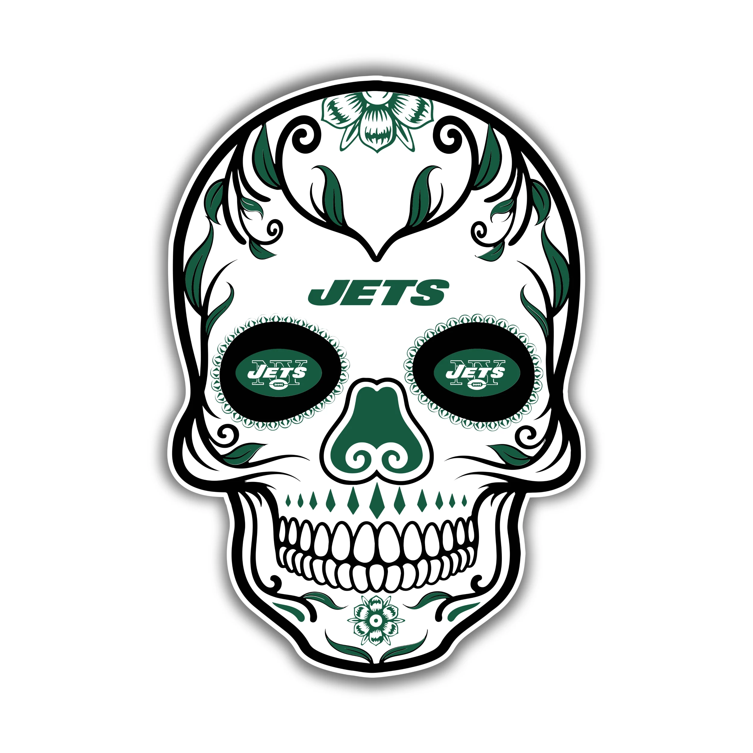 New York Jets - Sugar Skull - Full Color Vinyl Sticker - Custom Size