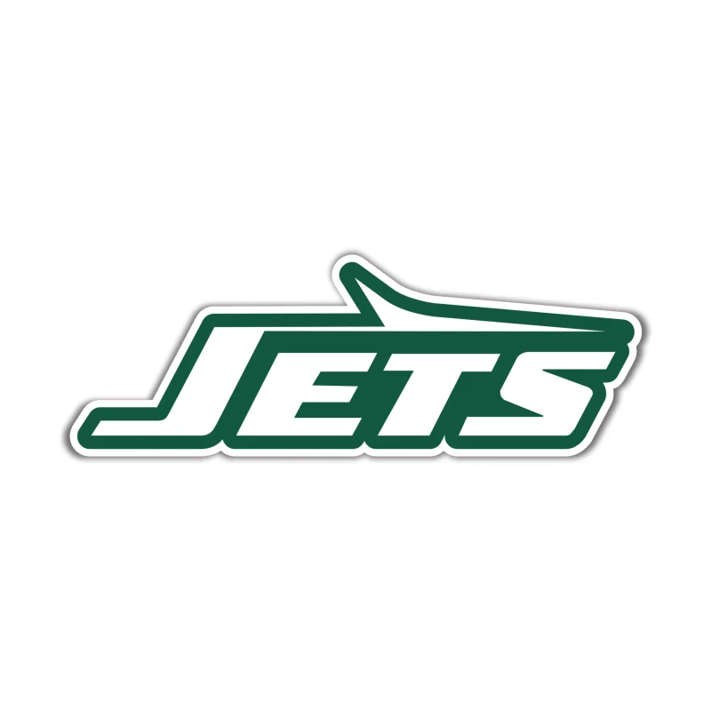 New York Jets - White Jets Green Outline - Full Color Vinyl Sticker - Custom Size