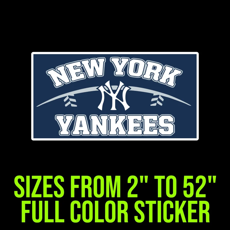 New York Yankees - Rectangle With Name - Full Color Vinyl Sticker - Custom Size