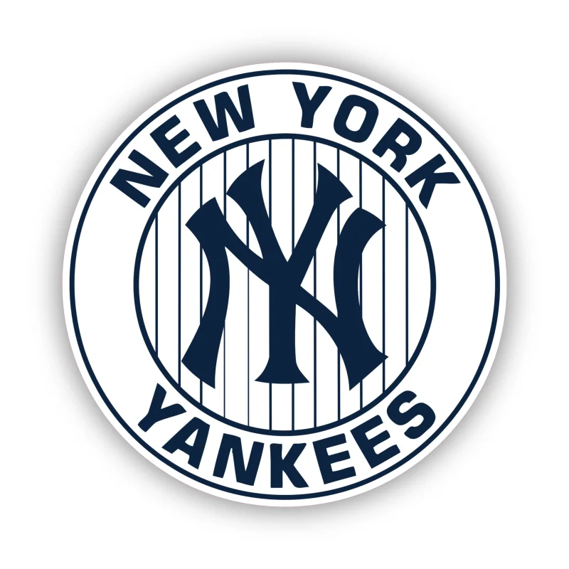 New York Yankees - White Circle With Stripes And Blue Words - Temporary Tattoo