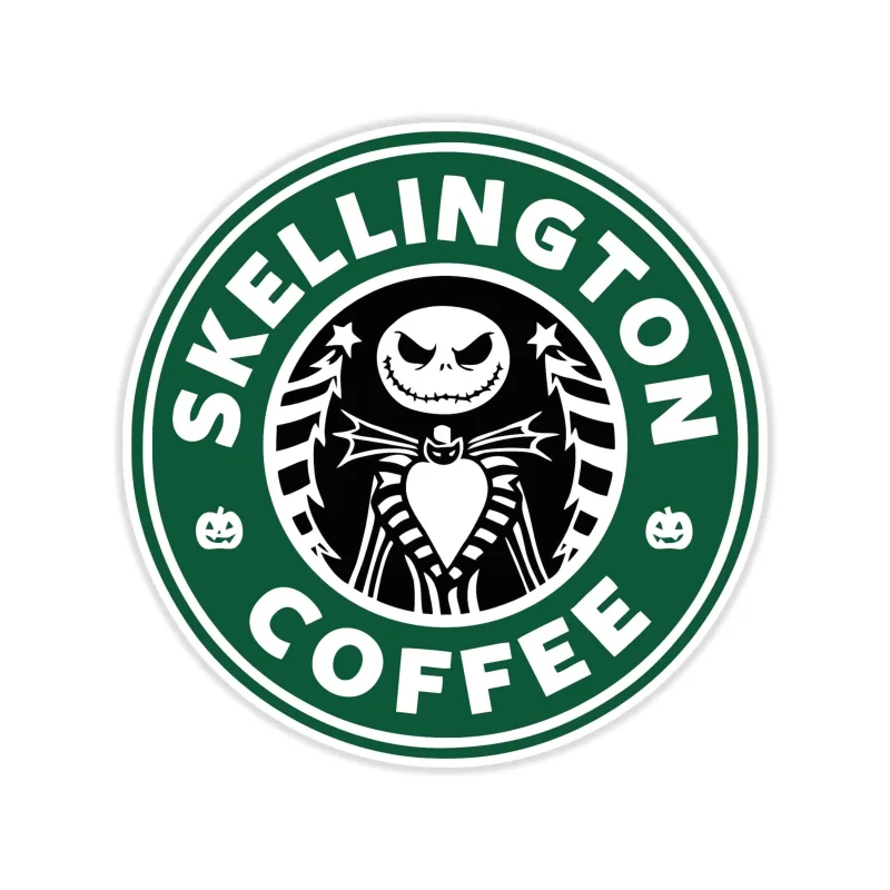 Nightmare Before Christmas Skellington Coffee Full Color Vinyl Sticker - Custom Size
