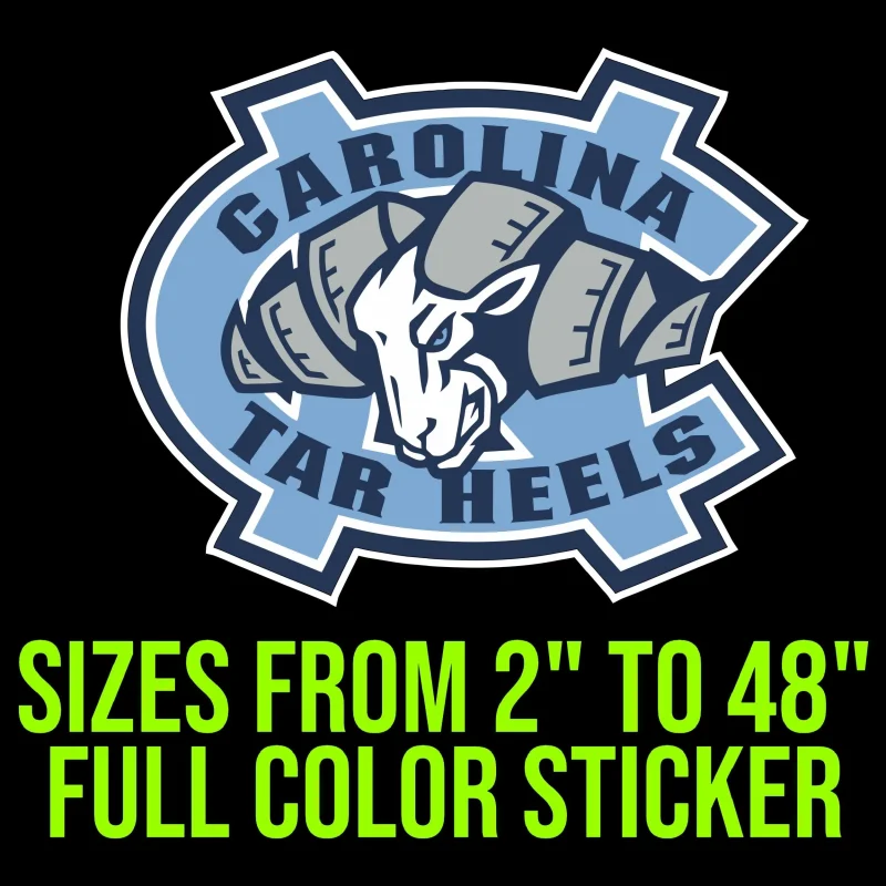 North Carolina Tar Heels Full Color Vinyl Decal - Custom Size