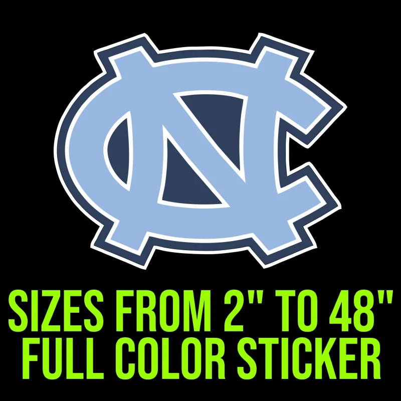 North Carolina Tar Heels Full Color Vinyl Decal - Custom Size