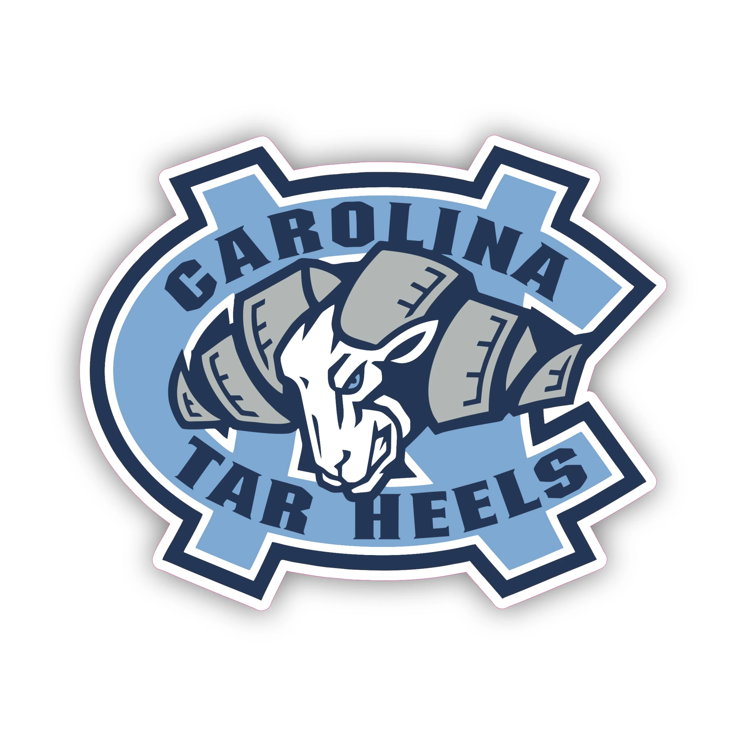 North Carolina Tar Heels - NC With Ram Head - Temporary Tattoo