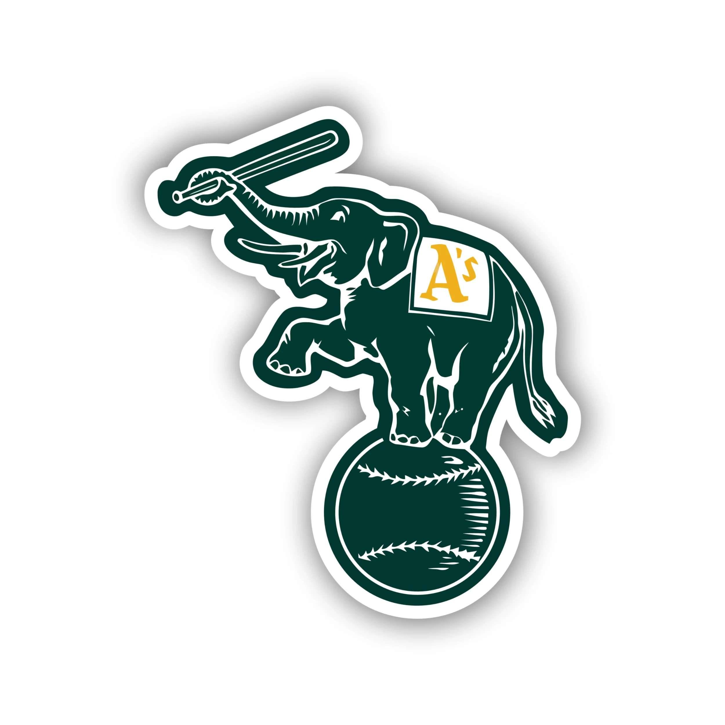 Oakland Athletics - Elephant on Baseball - Iron On DTF Transfer - Custom Size