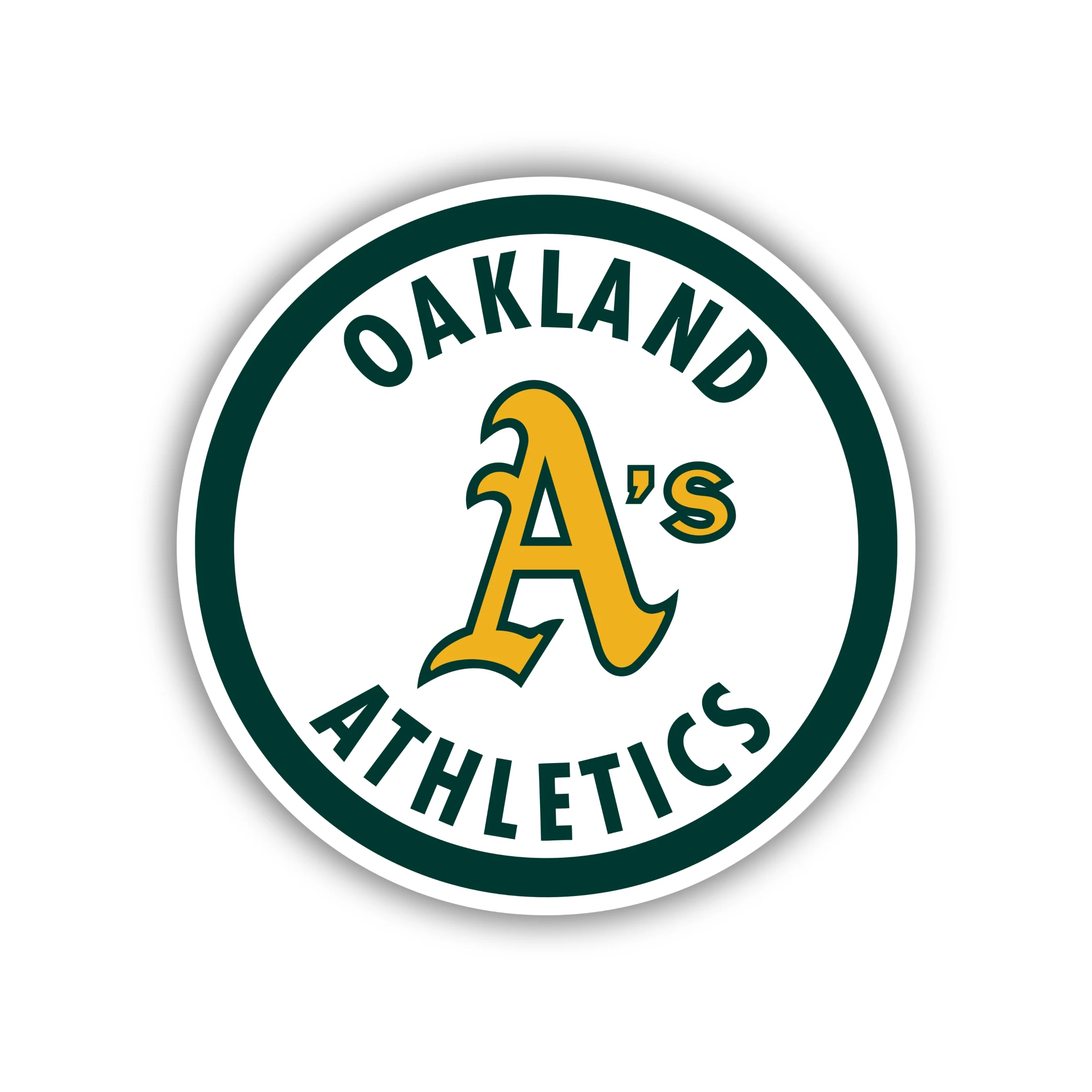 Oakland Athletics - White Circle with Name - Iron On DTF Transfer - Custom Size